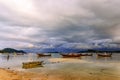 Stranded boats at low tide, Phuket, Thailand Royalty Free Stock Photo