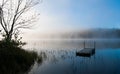 Stranded dock at cottage lakeside Royalty Free Stock Photo