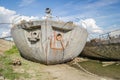 Stranded ship on the bank of the Danube river Royalty Free Stock Photo