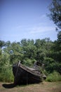 Stranded wooden boat