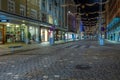 Strandgaten street in the center of town at night, Bergen, Norway Royalty Free Stock Photo