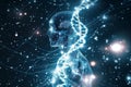 Strands of DNA enveloping a person. The Concept of Genetics. The illustration Royalty Free Stock Photo