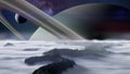 A view of planet Saturn as seen from one of its moons Royalty Free Stock Photo