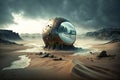 Strange, bizarre ancient alien structure on an alien planet Royalty Free Stock Photo