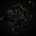 Strange blackfluid movements without gravitation. 3d illustration