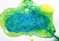 Strange blue yellow and green watercolor background