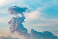 Strange cloud on the blue sky at sunset or evening time. Royalty Free Stock Photo