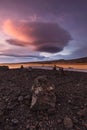 Strange cloud over icelandic volcanic rocks