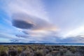 Strange clouds at Mono Lake with the Sierra Mountains in the distance at sunrise. Royalty Free Stock Photo
