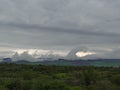 Strange clouds over the landscape Royalty Free Stock Photo