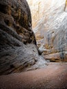 Strange colors and textures of The Great Wash canyon in late autumn, Capitol Reef National Park Royalty Free Stock Photo