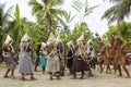 Strange dance ceremony with mud people, dancers Solomon Islands