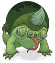 Mutant Biped Chameleon with a Giant Horn, Vector Illustration