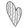 Strange heart icon, hand drawn and outline style