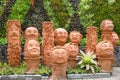 The strange jardiniere sculpture look like human face in Nong Nooch tropical garden in Pattaya, Thailand Royalty Free Stock Photo