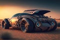 Strange looking sport car, alien future car, cartoon illustration generated by AI