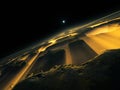 Strange orange glowing planet with sun Royalty Free Stock Photo