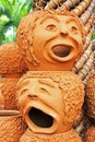 The strange pots sculpture look like human face in Nong Nooch tropical garden in Pattaya Royalty Free Stock Photo