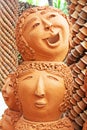 The strange pots sculpture look like human face in Nong Nooch tropical garden in Pattaya Royalty Free Stock Photo