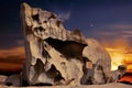 Strange rock formations at sunset