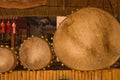 Strange shape of leather drums in Thailand