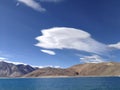 Strange shaped cloud above Pangong lake.
