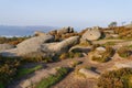 Strange shaped rocks in the early morning autumn sunlight