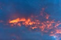 Strange sky with clouds looking fire Royalty Free Stock Photo