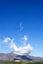 Strange and unique cloud formations over large mountain