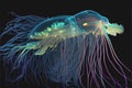 Strange weird alien like glowing creatures, fish and plants found in the deep sea ocean seabed water marine life Royalty Free Stock Photo