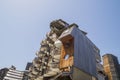 Strange wooden buildings in Avoriaz , France Royalty Free Stock Photo