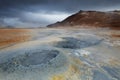 Strangelly colored mud formations at Hverarond area, Iceland