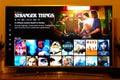 Stranger Things - Netflix television screen with popular series choice. Movies