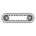 Strap for engine toothed belt for gears cambelt timing gas distribution mechanism contour outline line icon black color vector Royalty Free Stock Photo