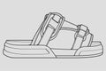 Strap sandals outline drawing vector, strap sandals in a sketch style, trainers template outline, vector Illustration.