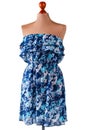 Strapless blue summer dress.