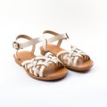 White Sandals With Braids: A Child-like Innocence In Dark Gold And Light Beige