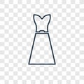 Strapless tube dress concept vector linear icon isolated on tran