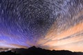 Strar trail at night in summer in mountains