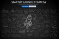 Strartup Launch Strategy Concept with Doodle design style Royalty Free Stock Photo