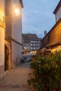 Alley iluminated by a lamppost in Strasbourg Royalty Free Stock Photo