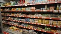 Strasbourg, Alsace, France -October 21, 2023: Interior of large French Auchan supermarkets