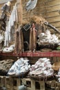 Butcher shop selling delicious traditional sausage and dried meat