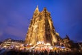 Strasbourg cathedral during the Christmas market Royalty Free Stock Photo