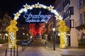 Strasbourg December 2015. Entrance to the city centre of Strasbourg at Christmastime Royalty Free Stock Photo