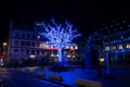 Strasbourg downtown at night during Christmas market, France