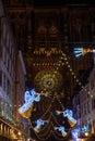 Strasbourg downtown at night during Christmas market, France, vertical