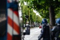 French Police officers with hand launch grenades supplies