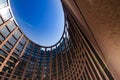 Strasbourg, France, August 2019. View of the inner courtyard of the European parliament. The particular elliptical shape strikes