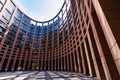 Strasbourg, France, August 2019. View of the inner courtyard of the European parliament. The particular elliptical shape strikes